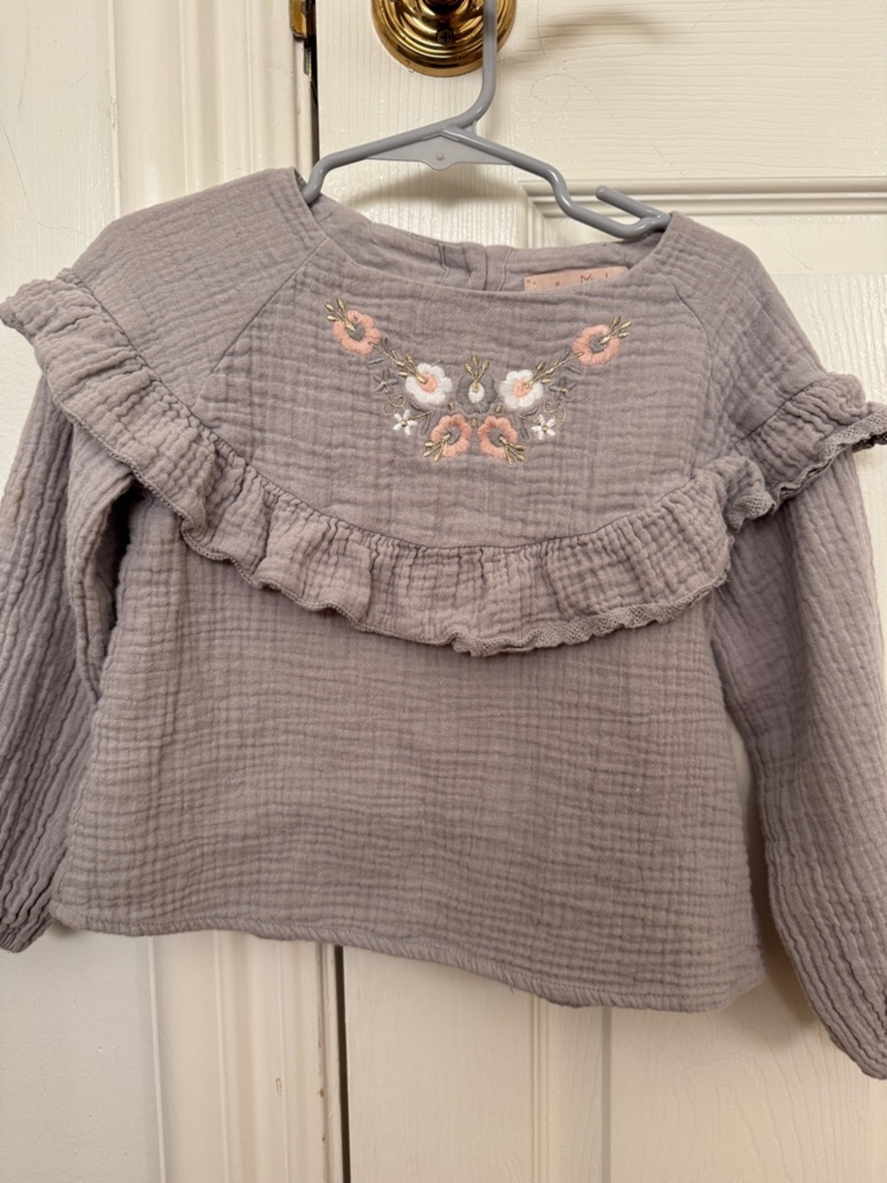 Girls Louise Misha  Ruffle Floral Embroidered Top - size 4t